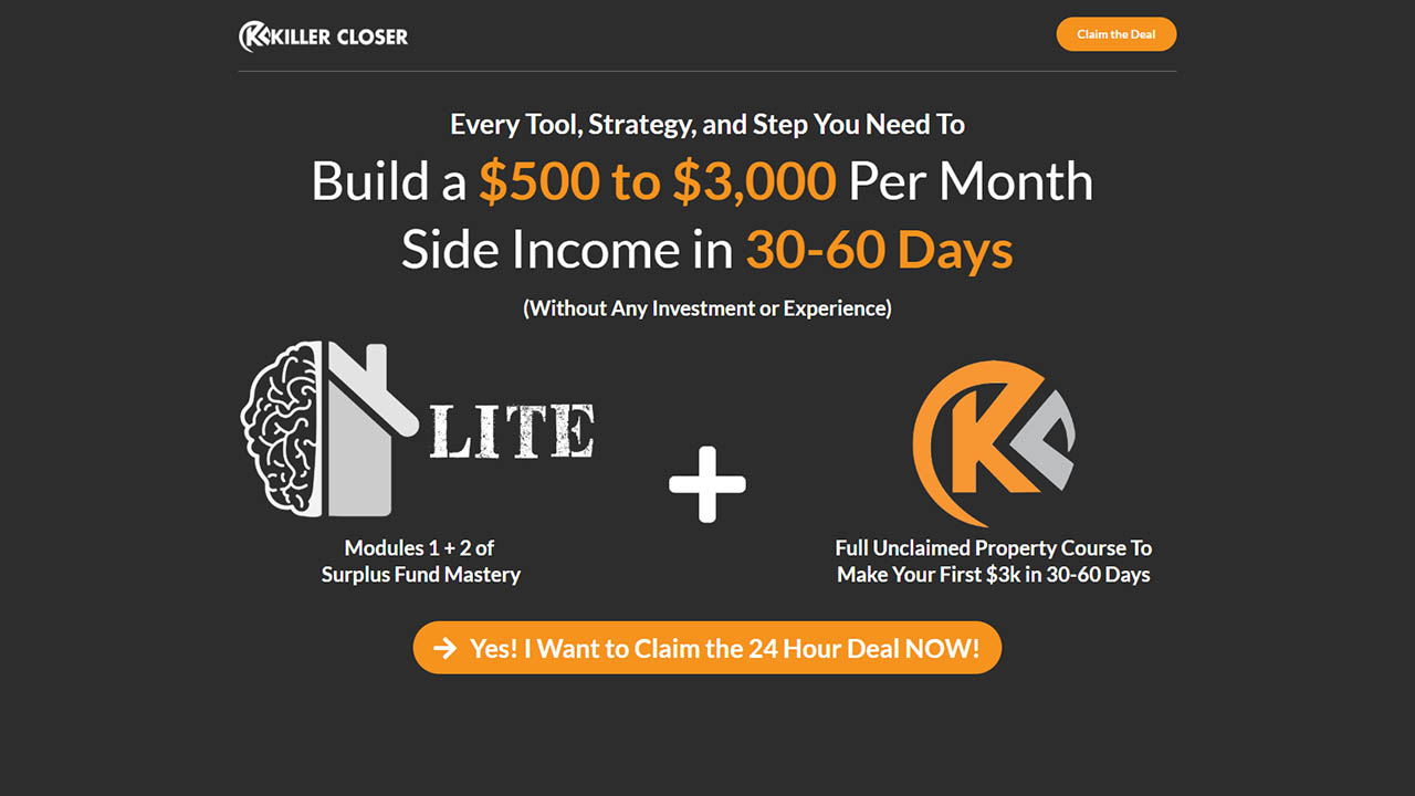 Killer Closer Academy – Build $3000 Per Month Income In 30-60 Days