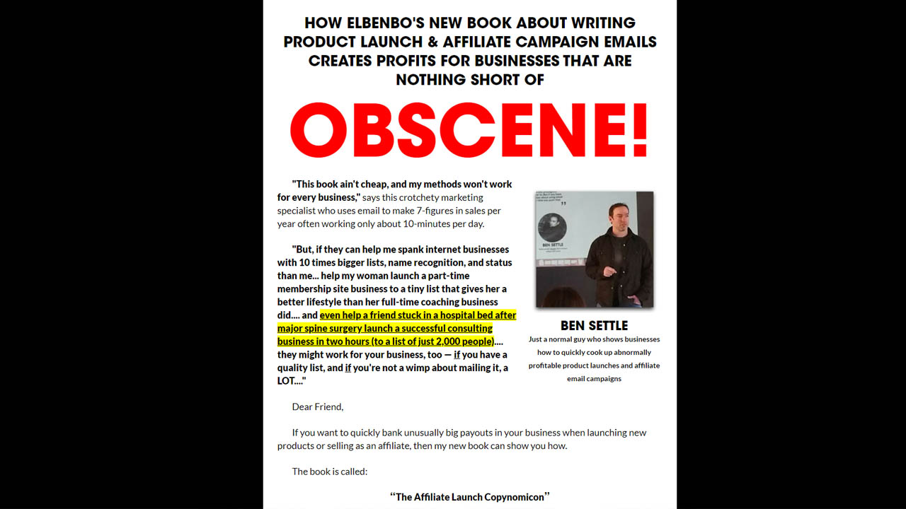 Ben Settle – Affiliate Launch Copynomicon