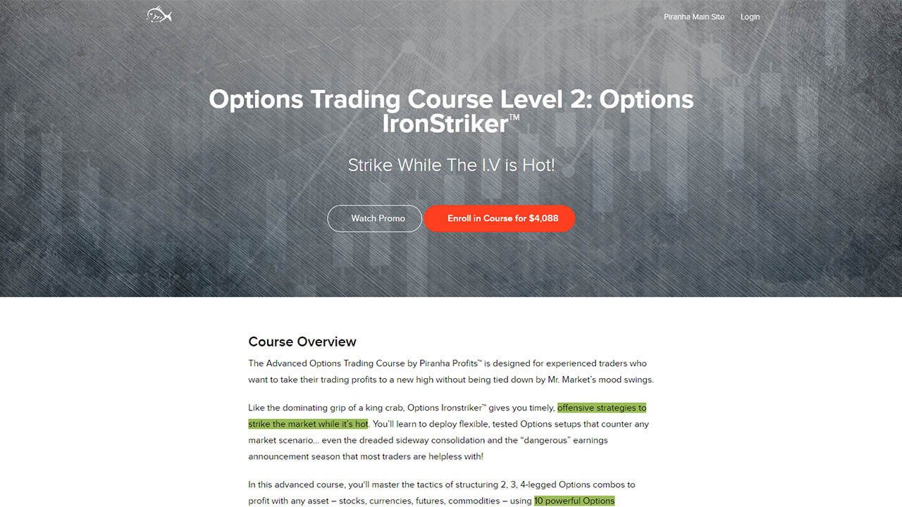 Piranha Profits – Advanced Options Trading Course – Ironstriker