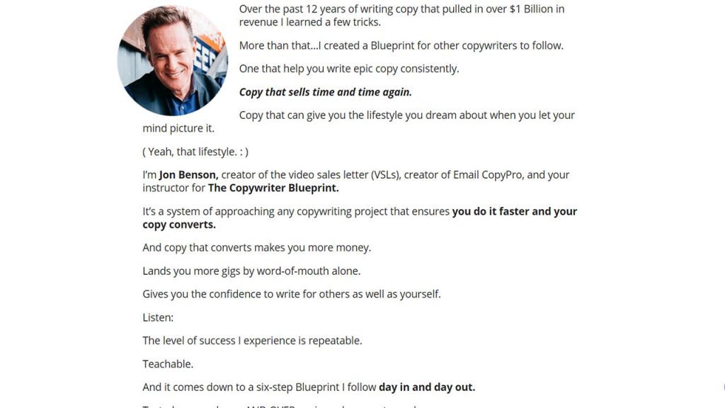 Jon Benson – The Copywriter Blueprint