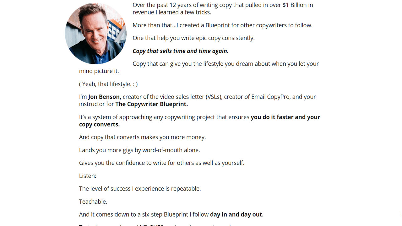 Jon Benson – The Copywriter Blueprint