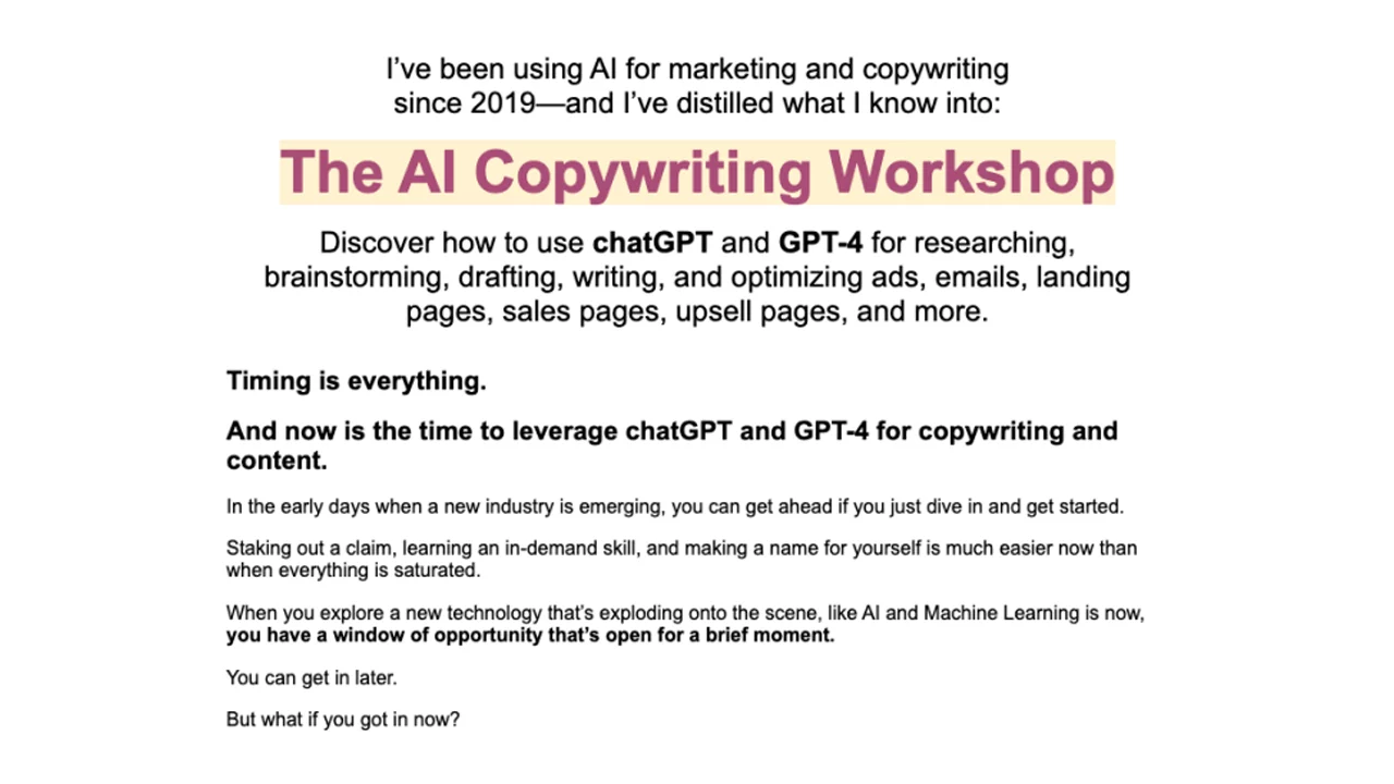 Sam Woods – The AI Copywriting Workshop