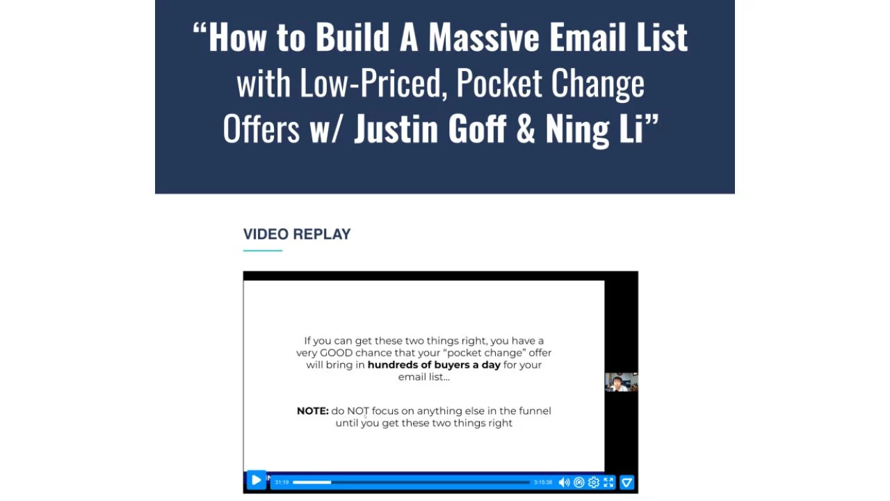 Justin Goff – How To Build A Massive Email List With Low-Priced ‘Pocket Change’ Offers