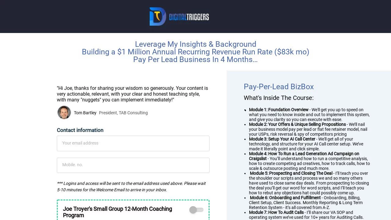 Joe Troyer – Pay-Per-Lead BizBox