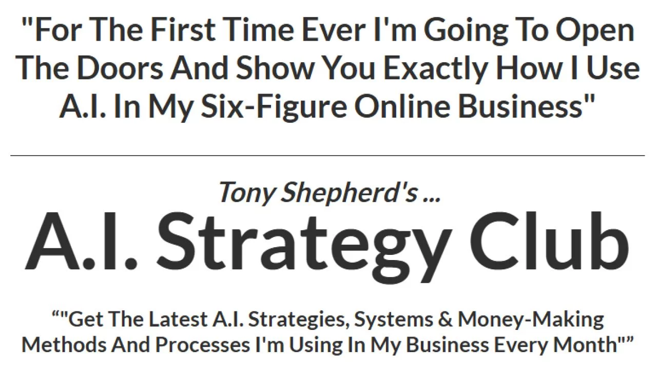 Tony Shepherd – A.I. Strategy Club